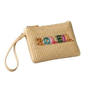 NWT Lauren Conrad Basket Weave "Soleil" Wristlet Clutch Vacation Beach Poolside‎